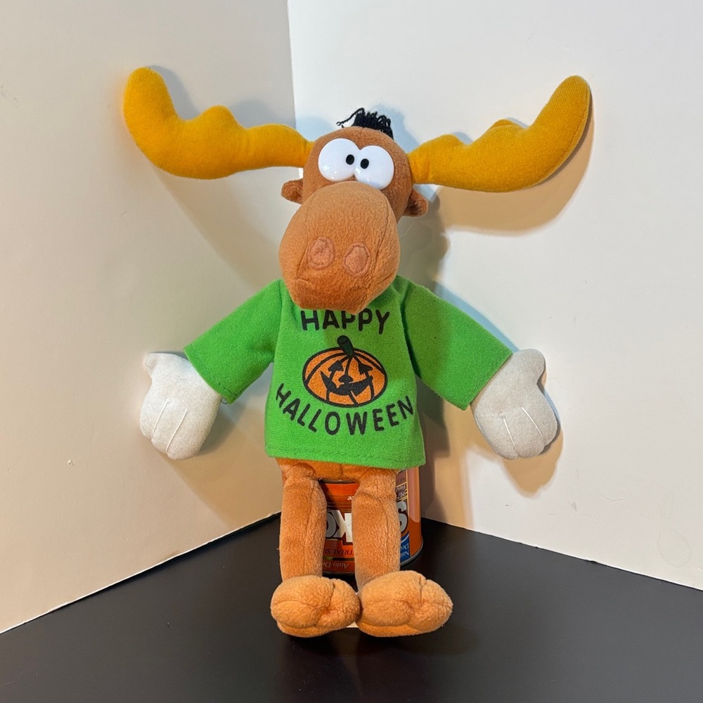 Vintage 2001 Bullwinkle Moose Plush "Happy Halloween" Excellent Used Condition!